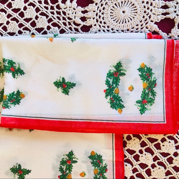 12 VTG Christmas Napkins Handkerchief Cotton Blend - Picture 2 of 8